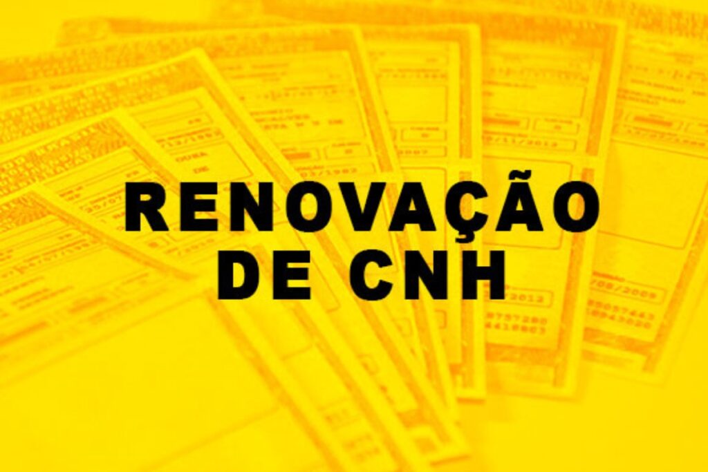 Renovação de CNH, documentos sobre fundo amarelo.