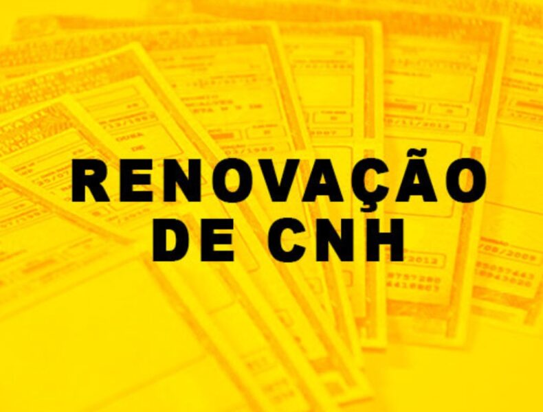 Renovação de CNH, documentos sobre fundo amarelo.
