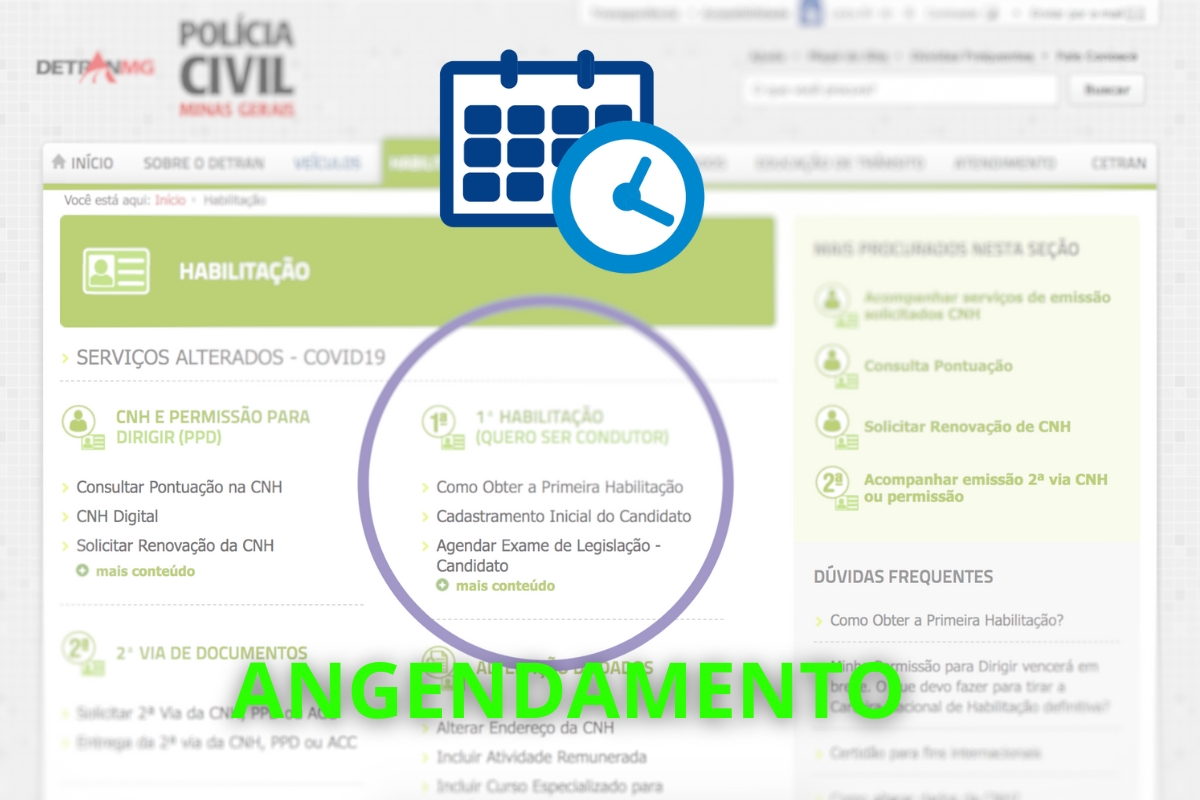 Agendar Exame de Legislação - Candidato Habilitação Detran MG