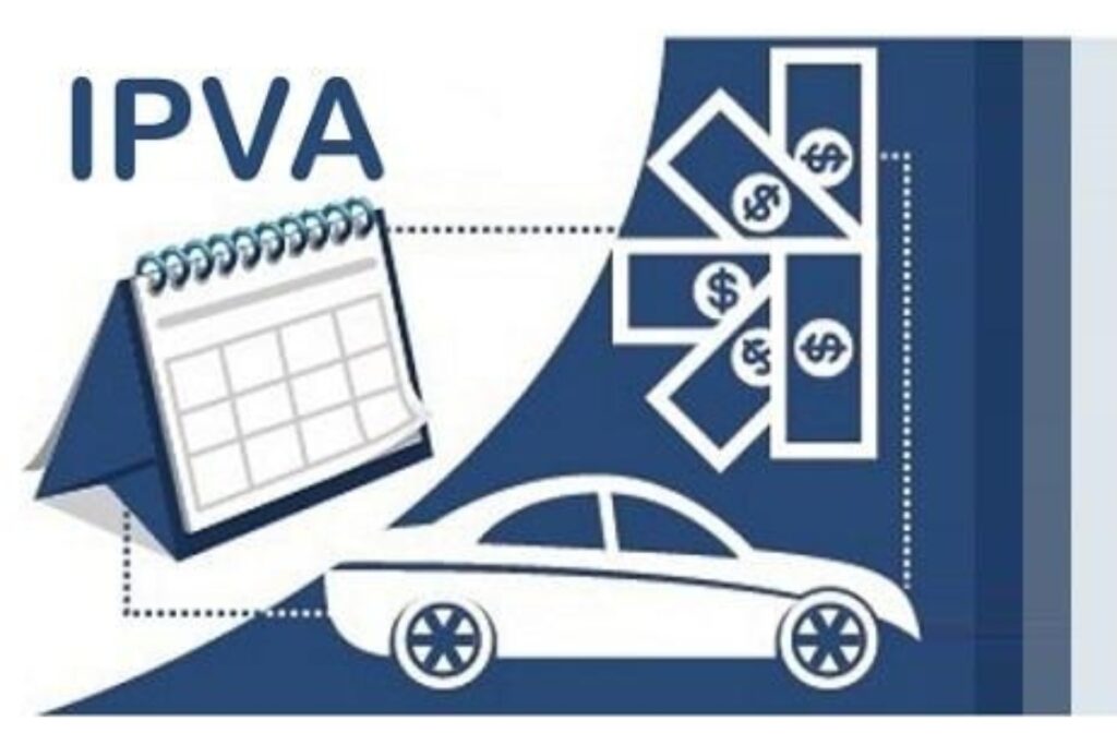 Ilustração informativa sobre o IPVA e calendário de pagamento.