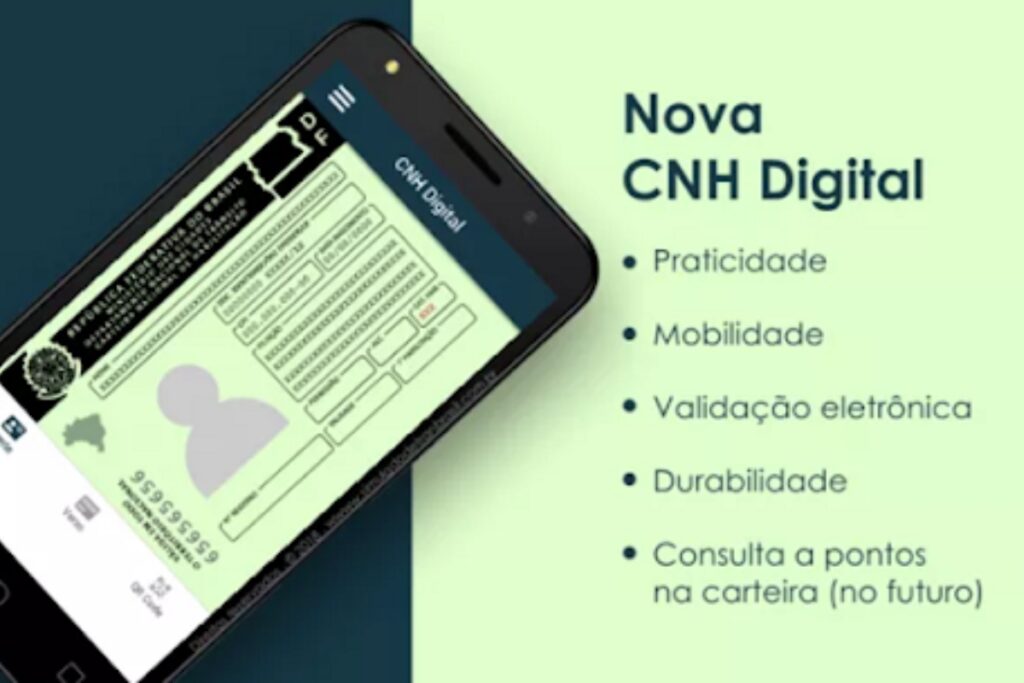 Smartphone exibindo nova CNH digital no Brasil.