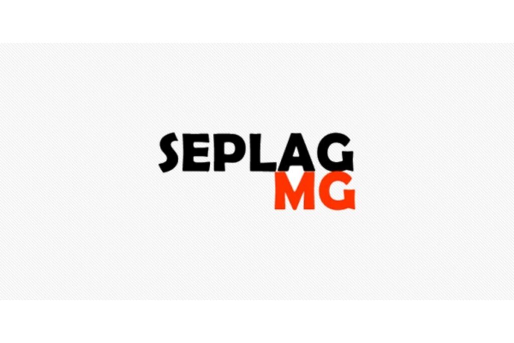 Logotipo SEPLAG MG preto e vermelho.